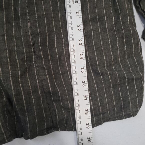 Pure Jill Linen Tunic Shirt Womens Small Green Stripe Long Sleeve Button Front - Picture 5 of 7